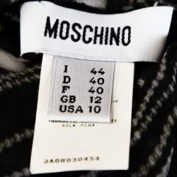 Pre Owned Moschino Black Printed Silk Bow Detail Lace Trim Sheer Camisole M