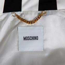 Pre Owned Moschino White Crepe Contrast Trim Detail Zip Front Coat M