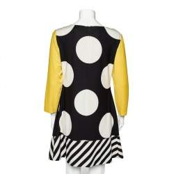 Pre Owned Boutique Moschino Multicolor Polka Dot Printed Crepe Paneled Shift Dress L