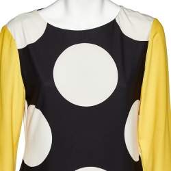 Pre Owned Boutique Moschino Multicolor Polka Dot Printed Crepe Paneled Shift Dress L