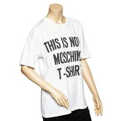 Pre Owned Moschino Couture White Quote Printed Cotton Oversized T-Shirt S