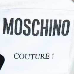 Pre Owned Moschino Couture White Quote Printed Cotton Oversized T-Shirt S