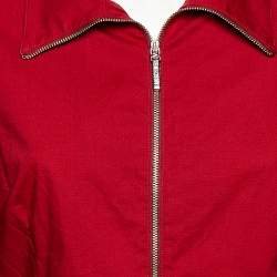 Pre Owned Moschino Jeans Red Cotton Zip Front Shirt L 
