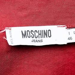 Pre Owned Moschino Jeans Red Cotton Zip Front Shirt L 