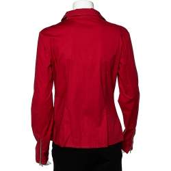 Pre Owned Moschino Jeans Red Cotton Zip Front Shirt L 
