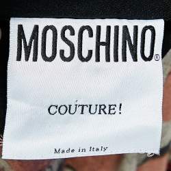 Pre Owned Moschino Couture Brown Brick Printed Silk Peace Graffiti Detail Maxi Skirt L 