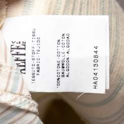 Pre Owned Moschino Cream & Blue Striped Cotton Lace Trim Detailed Flared Maxi Dress S