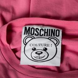 Moschino Pink Cotton Cake Teddy Bear Logo Printed Short Sleeve T-Shirt XS