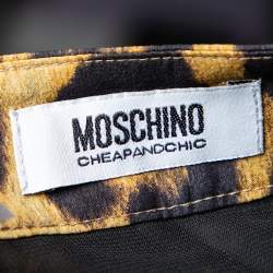 Pre Owned Moschino Brown Animal Printed Button Front Shirt & Gathered Detail Skirt Set M