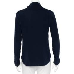 Moschino Navy Blue Silk Neck Tie Detailed Button Front Shirt M