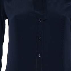 Moschino Navy Blue Silk Neck Tie Detailed Button Front Shirt M