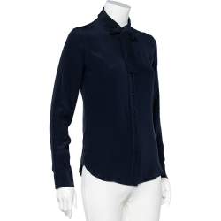Moschino Navy Blue Silk Neck Tie Detailed Button Front Shirt M