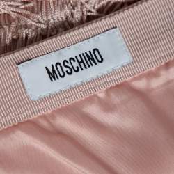 Pre Owned Moschino Pale Pink Crepe Fringed Pencil Skirt S