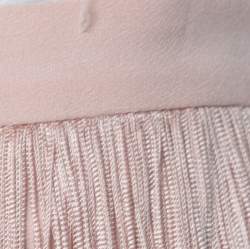 Pre Owned Moschino Pale Pink Crepe Fringed Pencil Skirt S