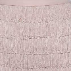 Pre Owned Moschino Pale Pink Crepe Fringed Pencil Skirt S