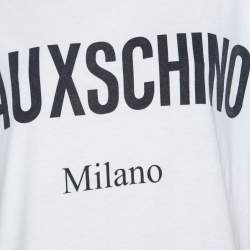 Pre Owned Moschino White Fauxchino Print Cotton Oversized T-Shirt S