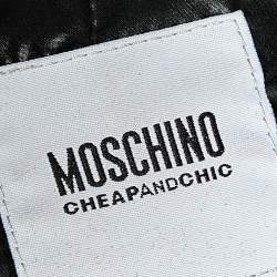 Pre Owned Moschino Cheap and Chic Black Synthetic Oversized Collar Detail Short Sleeve Jacket M