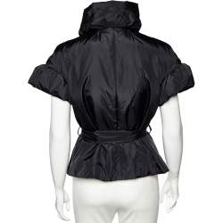 Pre Owned Moschino Cheap and Chic Black Synthetic Oversized Collar Detail Short Sleeve Jacket M