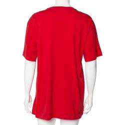 Pre Owned Moschino Red Teddy Logo Printed Cotton Short Sleeve T-Shirt S