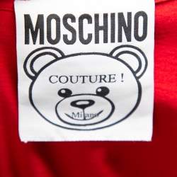 Pre Owned Moschino Red Teddy Logo Printed Cotton Short Sleeve T-Shirt S