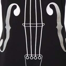 Pre Owned Boutique Moschino Black Violin Embroidered Sleeveless Sheath Dress M