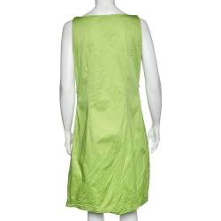 Pre Owned Moschino Cheap & Chic Green Cotton Shell Appliqué Sleeveless Dress L