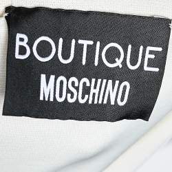 Pre Owned Boutique Moschino Cream Knit Ruffle Trim Button Front Cardigan M