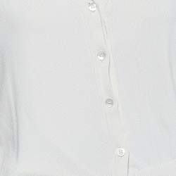 Pre Owned Boutique Moschino Cream Knit Ruffle Trim Button Front Cardigan M
