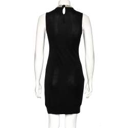 Pre Owned Moschino Black Silk Pearl Embellished Sleeveless Dress M
