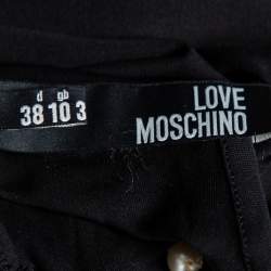 Pre Owned Moschino Black Silk Pearl Embellished Sleeveless Dress M