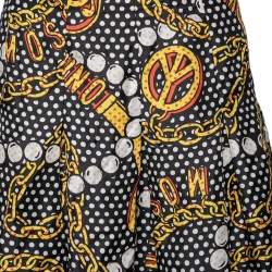 Pre Owned Moschino Couture Multicolored Pokla Dotted Chain Print Silk Pleated Skirt S