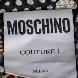 Pre Owned Moschino Couture Multicolored Pokla Dotted Chain Print Silk Pleated Skirt S