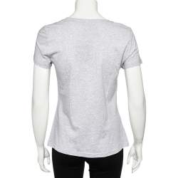 Pre Owned Moschino Grey Shopaholic Mouse Printed Cotton T-Shirt L