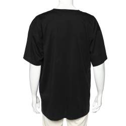 Pre Owned Moschino Couture Black Metallic Logo Printed Cotton Oversized T-shirt M