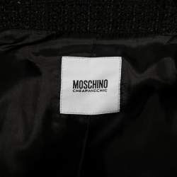 Moschino Black Tweed Appliqué Detail Frayed Blazer L