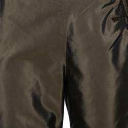 Pre Owned Moschino Olive Green Silk Bow Detail Capri Pants M