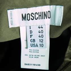 Pre Owned Moschino Olive Green Silk Bow Detail Capri Pants M