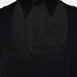 Pre Owned Moschino Black Knit Detachable Collar Midi Dress L