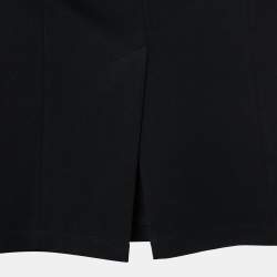 Pre Owned Moschino Black Knit Detachable Collar Midi Dress L