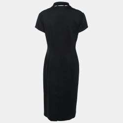 Pre Owned Moschino Black Knit Detachable Collar Midi Dress L
