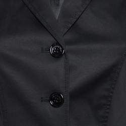 Pre Owned Moschino Black Cotton Ruffle Detailed Blazer S