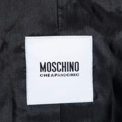 Pre Owned Moschino Black Cotton Ruffle Detailed Blazer S