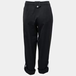 Pre Owned Moschino Black Crepe Cropped Trousers M