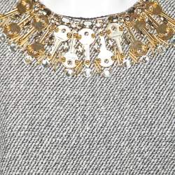 Moschino Monochrome Wool Key Embellished Neck Sleeveless Top M