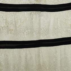 Pre Owned Moschino White/Black Lace Top L