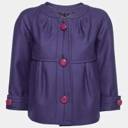 Moschino Purple Wool Flared Hem Button Front Jacket S Moschino