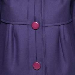 Pre Owned Moschino Purple Wool Flared Hem Button Front Jacket S