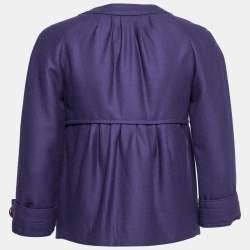 Pre Owned Moschino Purple Wool Flared Hem Button Front Jacket S