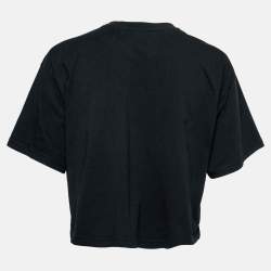 مملوكة مسبقًا Moschino Black Cotton Logo Printed Crop Top XS