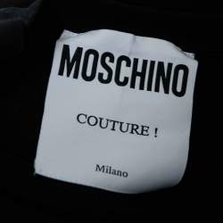 مملوكة مسبقًا Moschino Black Cotton Logo Printed Crop Top XS